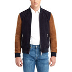 Marshall Blouson Leather Jacket // Navy + Tobacco (L)