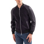 Lewis Blouson Leather Jacket // Navy (L)