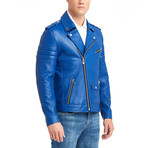 Richard Biker Leather Jacket // Blue (L)