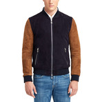 Marshall Blouson Leather Jacket // Navy + Tobacco (S)