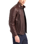 Jace Biker Leather Jacket // Chestnut (L)