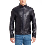 Alan Doubleface Leather Jacket // Navy (2XL)