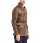 Joseph Leather Jacket // Khaki (S)