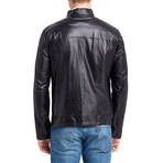 Alan Doubleface Leather Jacket // Navy (L)