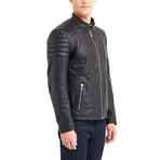 Nathaniel Biker Leather Jacket // Black (3XL)