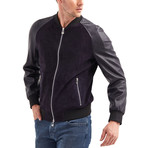 Lewis Blouson Leather Jacket // Navy (XL)
