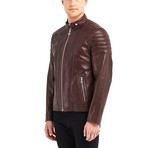 Nathaniel Biker Leather Jacket // Chestnut (S)