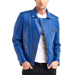 Richard Biker Leather Jacket // Blue (2XL)