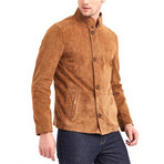 Marco High Collar Leather Jacket // Tobacco (L)