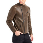 Julio Biker Leather Jacket // Khaki (2XL)