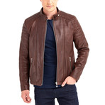 Nathaniel Biker Leather Jacket // Hazelnut (L)