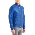 Nathaniel Biker Leather Jacket // Blue (3XL)