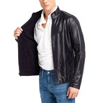 Alan Doubleface Leather Jacket // Navy (3XL)