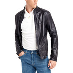 Alan Doubleface Leather Jacket // Navy (XL)