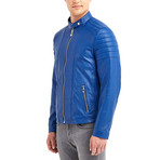 Nathaniel Biker Leather Jacket // Blue (2XL)