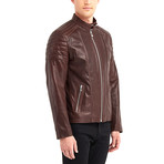 Nathaniel Biker Leather Jacket // Chestnut (M)