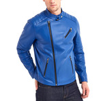 Julio Biker Leather Jacket // Blue (M)