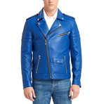 Richard Biker Leather Jacket // Blue (L)