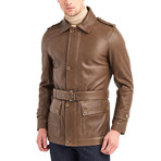 Joseph Leather Jacket // Khaki (L)