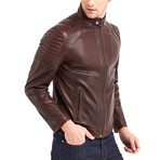 Jace Biker Leather Jacket // Chestnut (3XL)