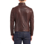 Jace Biker Leather Jacket // Chestnut (M)