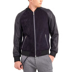 Lewis Blouson Leather Jacket // Navy (M)