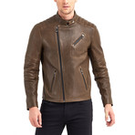 Julio Biker Leather Jacket // Khaki (3XL)