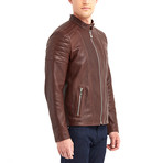 Nathaniel Biker Leather Jacket // Hazelnut (XL)