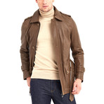 Joseph Leather Jacket // Khaki (XL)