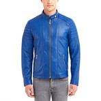 Nathaniel Biker Leather Jacket // Blue (XL)