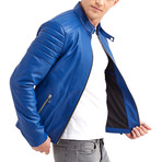 Nathaniel Biker Leather Jacket // Blue (XL)