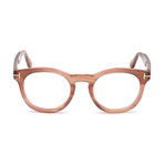 Tom Ford // Men's Marble Round Acetate Optical Frames // Clear Brown