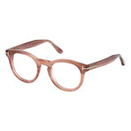 Tom Ford // Men's Marble Round Acetate Optical Frames // Clear Brown