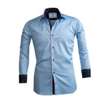 Solid Reversible Cuff Button Down Shirt // Light Blue (M)