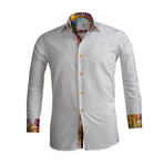 Diamonds Reversible Cuff Button Down Shirt // White (L)