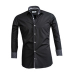 Solid Reversible Cuff Button Down Shirt // Black (L)
