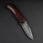 Turing Damascus Steel Folding Knife // Wenge Wood Handle