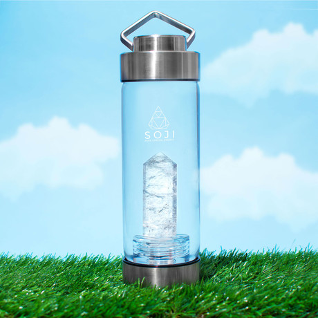 Clear Quartz Crystal Elixir Water Bottle