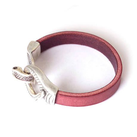 Cobra Collection // Leather Bracelet // Red (8")