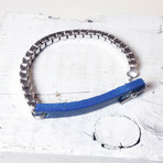 Denzo Collection // Rhodium Bracelet // Silver + Blue