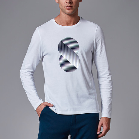 Long Sleeve T-Shirt + Digital Print // White (XS)