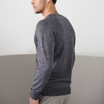 Raglan Cut Jacquard Woolen Pullover // Gray Melange (S)