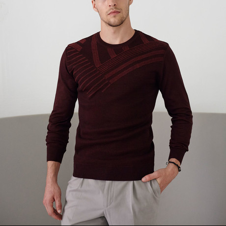 Woolen Pullover + Punch Needle Embroidery // Burgundy (XS)