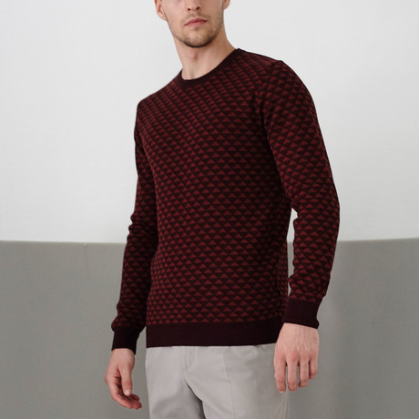 Jacquard Woolen Pullover // Burgundy (XS)