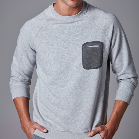 Sweatshirt + Contrast Pocket + Patch Elbow // Gray Melange (XS)