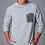 Sweatshirt + Contrast Pocket + Patch Elbow // Gray Melange (XL)