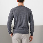 Raglan Cut Jacquard Woolen Pullover // Gray Melange (S)