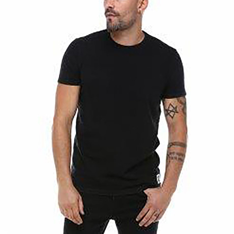 Ribbed Indigo Dye Piquet T-Shirt + Pirate Patch // Black (XS)