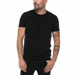 Ribbed Indigo Dye Piquet T-Shirt + Pirate Patch // Black (XL)