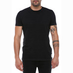 Ribbed Indigo Dye Piquet T-Shirt + Pirate Patch // Black (XL)